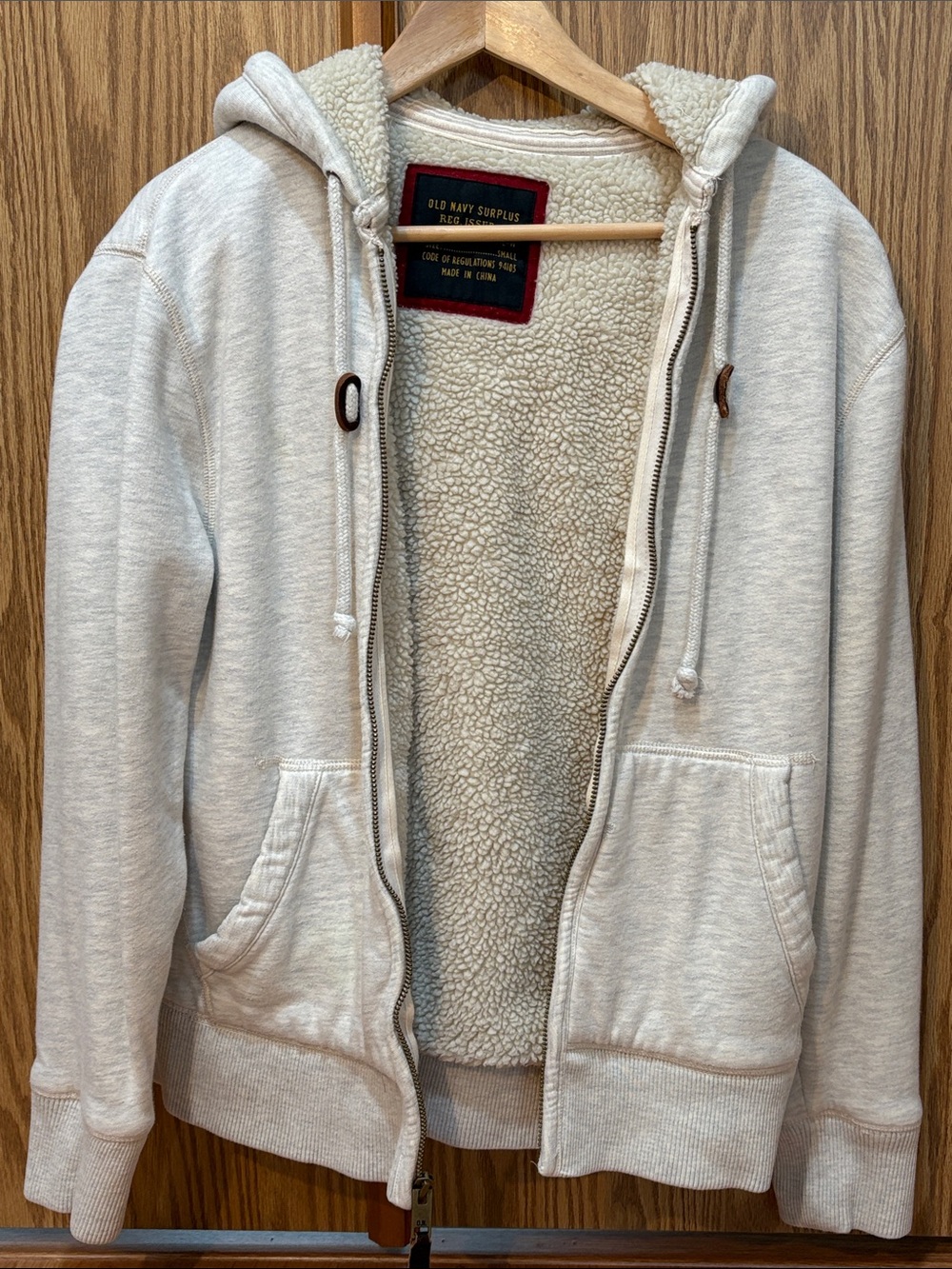Old Navy Cream Sherpa-Lined Zip Hoodie